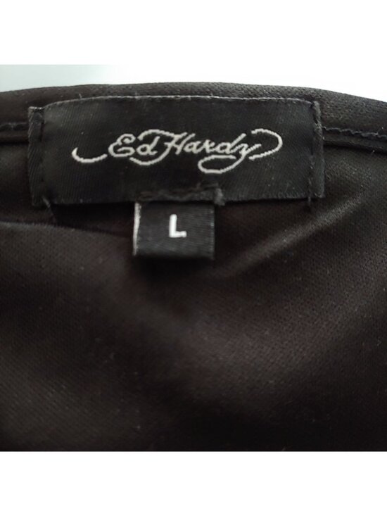 Ed Hardy Slip Dress Tattoo Snake Bratz Sleeze Y2K Mini Strappy Edgy Clubwear L - Picture 12 of 12